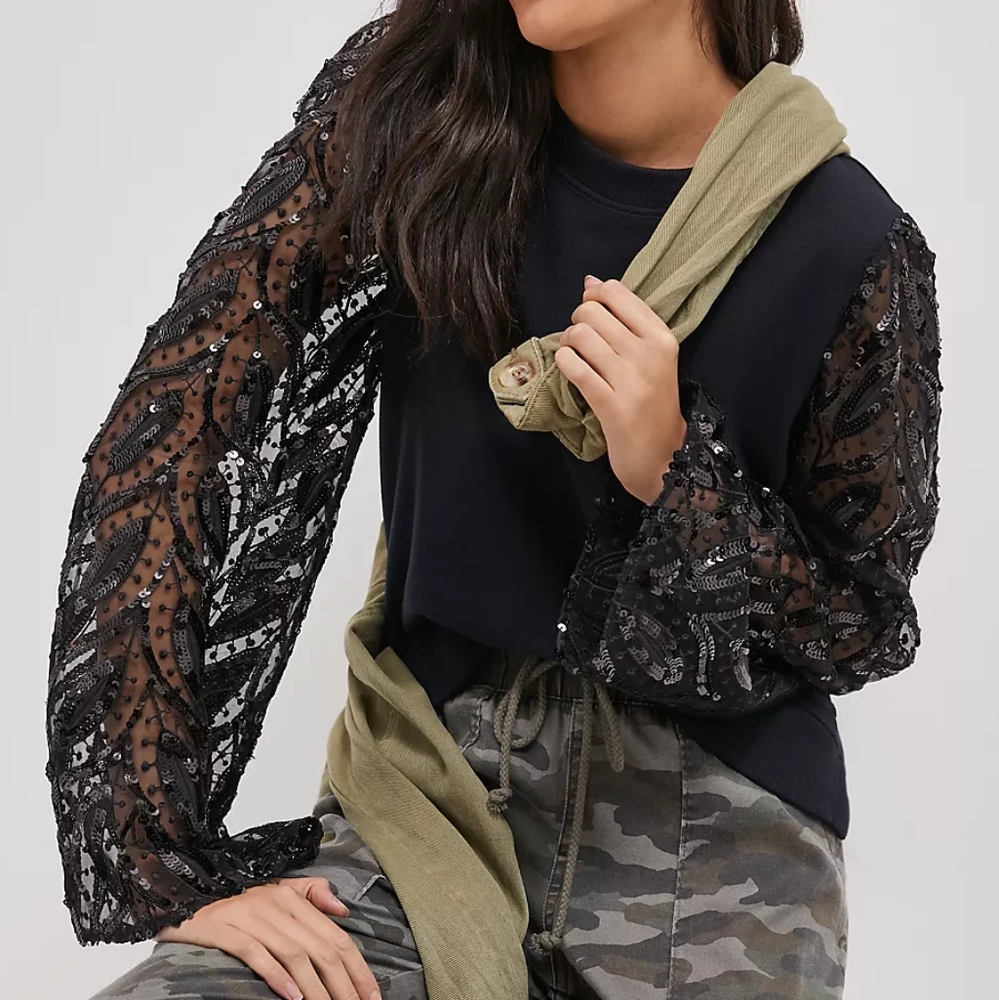 NWT Maeve Tasha Lace Sleeved Sweatshirt from Anthropologie